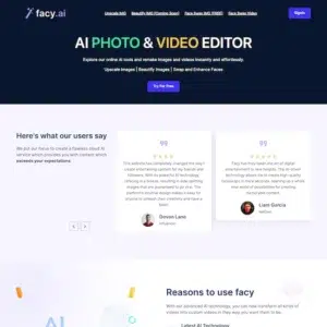 facy.ai homepage landing image